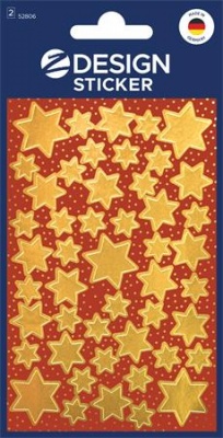 Matrica, 2 ív, 76x120 mm, AVERY ZWECKFORM, "Z-Design No.52806", arany csillagok