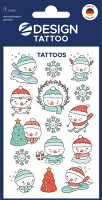 Matrica, tetoválás, 1 ív, 76x120 mm, AVERY ZWECKFORM, "Z-Design No.54152",  hóember